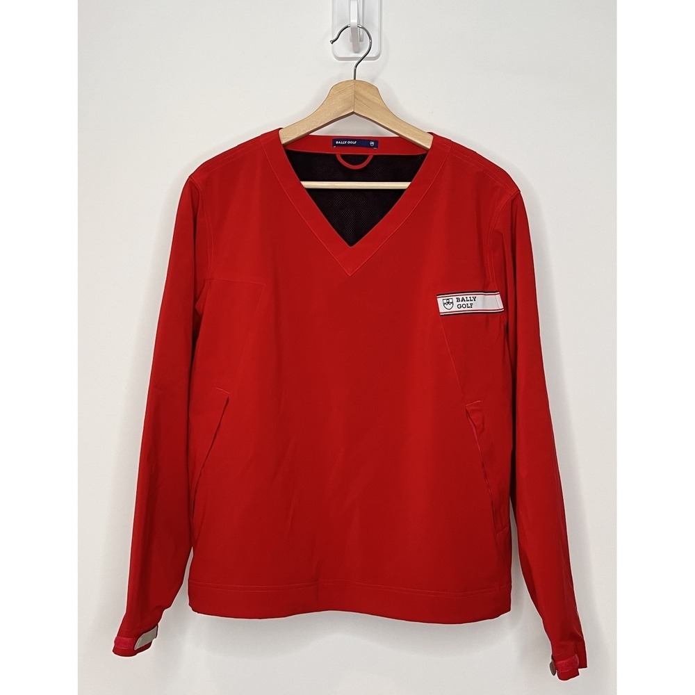 Bally Golf V-Neck Pullover Sweater Womens Medium Red Performance Luxury Swiss